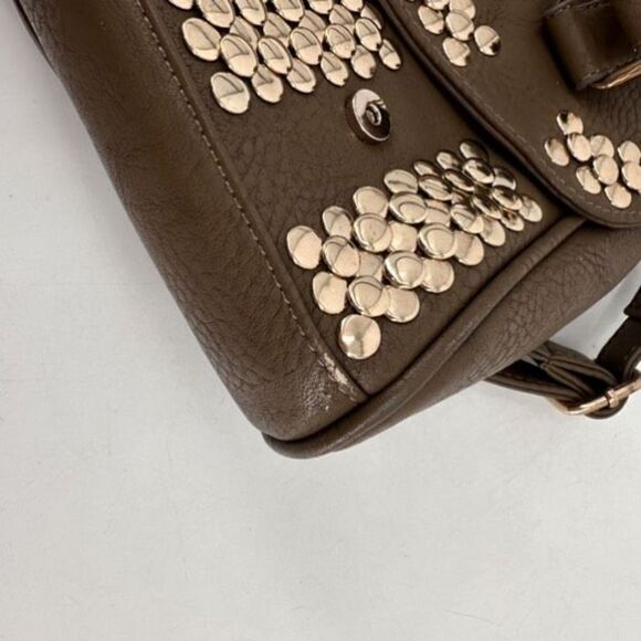 NWT MMS Design Studio Brown & Gold Studded vegan leather Crossbody shoulder Bag - Picture 10 of 15